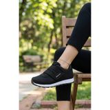 VELLINA Kadın Siyah Tek Cırtlı Casual Rahat Taban Konforlu Yumuşak Yürüyüş Günlük Sneaker Spor Ayakkabı