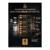 VELLİNE Şarj Edilebilir Kalın Kalem Pil 1.5V 2800 mWh Lityum İyon Kumanda Pili