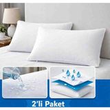 Vellista Home Collection Pamuklu 2 Adet Micro Sıvı Geçirmez Yastık Alezi Su Geçirmez Yastık Koruyucu 2'li Set - 50 x 70 cm - Beyaz