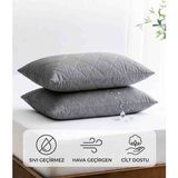 Vellista Home Collection Yastık Alezi Seti Pamuklu 2'li Kapitone Yastık Koruyucu Alez - 50 x 70 cm - Gri