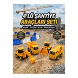 vellora Kamyon Kepçe Dozer Beton Mikseri 4'lü Oyuncak araba Şantiye Seti