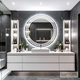 Velmira Led'li Lazer Kumlamalı Lavabo & Banyo Aynası (Dokunmatik Sensörlü) beyaz ledli 90 x 90