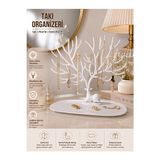 Velmora Beyaz Geyik Ağaç Tasarımlı Takı Askısı ve Organizeri | Makyaj & Takı Organizeri