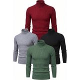 Velmora Fashion 4'lü Siyah, Bordo, Gri, Haki Kaşkorse Boğazlı Full Likralı Fitilli Body Kazak - Siyah - Bordo - Gri - Haki - Standart
