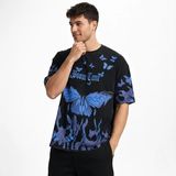 Velmora Fashion Erkek Asit Yıkamalı Oversize Tişört - Siyah - 2XL