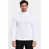 Velmora Fashion Erkek Balıkçı Yaka Tam Boğazlı Kalın Fitilli Regular Fit Triko Kazak - Beyaz - 0 - Çok Renkli
