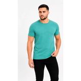 Velmora Fashion Erkek Basic Tişört Bisiklet Yaka Kısa Kol Günlük Yazlık Slim Fit T-Shirt - Su Yeşili - XL