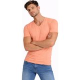 Velmora Fashion Erkek Body T-Shirt V Yaka Slim Fit Likralı Kısa Kol Tişört - Toz Pembe
