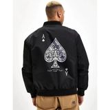 Velmora Fashion Erkek Bomber Mont Siyah Maça Ası Baskılı Fermuarlı Cepli Kapitone Astarlı Kış Mont - Siyah - XS - Siyah