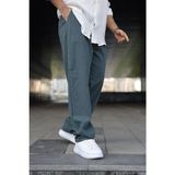 Velmora Fashion Erkek Ham Keten Beli Lastikli Cepli Regular Fit Boru Paça Pantolon - İndigo - 2XL