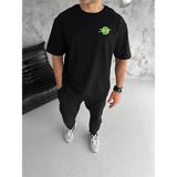 Velmora Fashion Erkek Kısa Kol Tişört Bisiklet Yaka Rick And Morty Baskılı T-Shirt - Siyah - 2XL