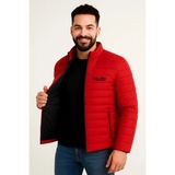 Velmora Fashion Erkek Mikro Su Itici Kapitone Baskılı Astarlı Fermuarlı Bomber Mont - Kırmızı