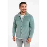 Velmora Fashion Erkek Pelüş Polar Hırka Gömlek Yakalı Ilik Düğmeli Göğüs Cepli Yumuşak - Bebe Mavisi - 2XL