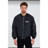 Velmora Fashion Erkek Siyah Bomber Mont Polızeı Yazılı Fermuarlı Cepli Kapitone Astarlı Su Itici - Siyah - XS - Siyah