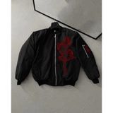 Velmora Fashion Erkek Unisex Siyah Bomber Mont - Kırmızı - Dropsuz - XS