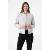 Velmora Fashion Kadın Premium Bomber Ceket Çıtçıt Kapamalı, Astarlı, Regular Fit Mont - Beyaz