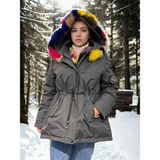 Velmora Fashion Kadın Su Geçirmez Kapüşonlu Mont - Füme - Standart