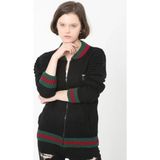 Velmora Fashion Kadın Tam Fermuarlı Triko Hırka - Siyah