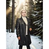 Velmora Fashion Uzun Ko Hakiki Deri Ceket - Siyah - Kahve - Standart