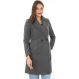 Velmora Fashion Velmora Premium Düğmeli İçi Astarlı Kadın Kaşmir Kaşe Kaban - Füme