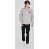Velmora Fashion Velmora Premium Erkek Kapüşonlu Baskılı Fermuarlı Hırka - Boyalı Gri