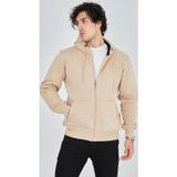 Velmora Fashion Velmora Premium Erkek Kapüşonlu Düz Fermuarlı Hırka - Bej