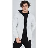 Velmora Fashion Velmora Premium Erkek Kapüşonlu Düz Fermuarlı Hırka - Beyaz