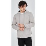 Velmora Fashion Velmora Premium Erkek Kapüşonlu Düz Fermuarlı Hırka - Boyalı Gri