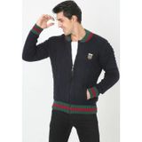Velmora Fashion Velmora Premium Erkek Tam Fermuarlı Triko Hırka - Lacivert
