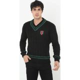 Velmora Fashion Velmora Premium Erkek V Yaka Örgülü Kazak - Siyah