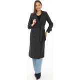 Velmora Fashion Velmora Premium Kadın Astarlı Balık Sırtı Kaşmir Kaşe Kaban - Siyah