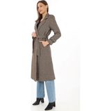 Velmora Fashion Velmora Premium Kadın Astarlı Balık Sırtı Kaşmir Kaşe Kaban - Vizon