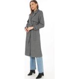 Velmora Fashion Velmora Premium Kadın Balık Sırtı Kaşmir Uzun Kaşe Kaban - Boyalı Gri