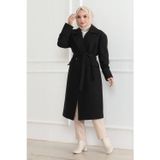 Velmora Fashion Velmora Premium Kadın Düğmeli İçi Astarlı Kaşmir Kaşe Kaban - Siyah