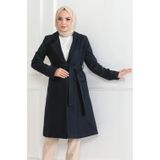 Velmora Fashion Velmora Premium Kadın Kaşe Kaban – Uzun Boy Kruvaze Yaka, Kuşaklı Tesettür Kışlık Kaban, Astarlı Şık