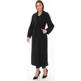 Velmora Fashion Velmora Premium Kadın Kolu Apoletli Astarlı Kaşmir Kaşe Kaban - Siyah