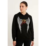 Velmora Fashion VF-Metallica İki İplik Kapüşonlu Ön ve Arka Baskılı hoodie - Siyah -