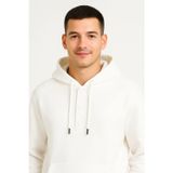 Velmora Fashion VF-Ovarsize Kapüşonlu sweatshirt Kanguru Çepli Cıtcıtlı 3 iplik Şardonlu Hoodie - Beyaz -