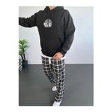 Velmora Fashion VF-Oversize Kapüşonlu Sweatshirt – Siyah Sırt ve Ön Baskılı-Siyah -