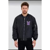 Velmora Fashion Wild One Baskılı Erkek Bomber Mont - Panter Desenli, Fermuarlı, Kapitone Astarlı Ceket - Siyah - XS - Siyah
