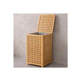 Velmora Kumaş Çantalı Kalın Ahşap Bambu Kirli , 40X40X58CM | Çamaşır Sepeti