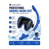 Velmora Mavi Profesyonel Şnorkel Maske Seti - Temperli Cam ve Tam Donanım, Deniz ve | Dalış Maskesi