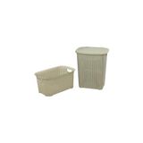 Velmora Rattan Görünümlü Plastik Çiftli Set | Çamaşır Sepeti