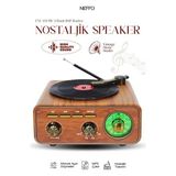Velmora Retro Ahşap Plak Çalar ve , Vintage Radyo Görünümünde | Bluetooth Hoparlör