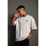 velmorafashion Erkek Kısa Kol Yazlık Tişört Bisiklet Yaka Baskılı Oversize T-Shirt - Beyaz