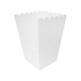 VELONZAL Beyaz Düz Renk Patlamış Mısır (Popcorn), Cips Kutusu-Doğum Günü,Parti,Yılbaşı,Kutlama-8'li Paket