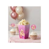 VELONZAL Prenses Barbie Temalı Patlamış Mısır (Popcorn)-Cips Kutusu Ve Kürdan Doğum Günü-Parti-Kutlama Set