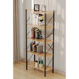 Veloora Metal Kitaplık 5 Raflı Ofis Kitaplığı Kitap Dosya Rafı Çam