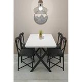 Veloora Modern Yemek Masası Takımı 70x110 Cm Oval Mutfak Masası & 4 Adet Tonet Model Kumaş Döşemeli Sandalye
