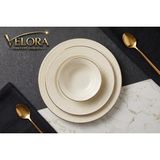 Velora Gold Serisi - 24 Parça Rölyef Işlemeli Krem Porselen Yemek Takımı - Beyaz - Altın